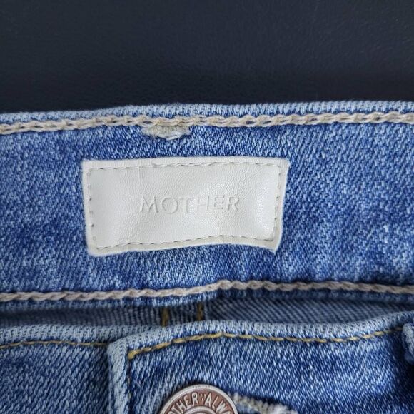 Mother Jeans High Waisted Rider Ankle Straight Size 26 Denim Blue Distressed - Picture 3 of 10